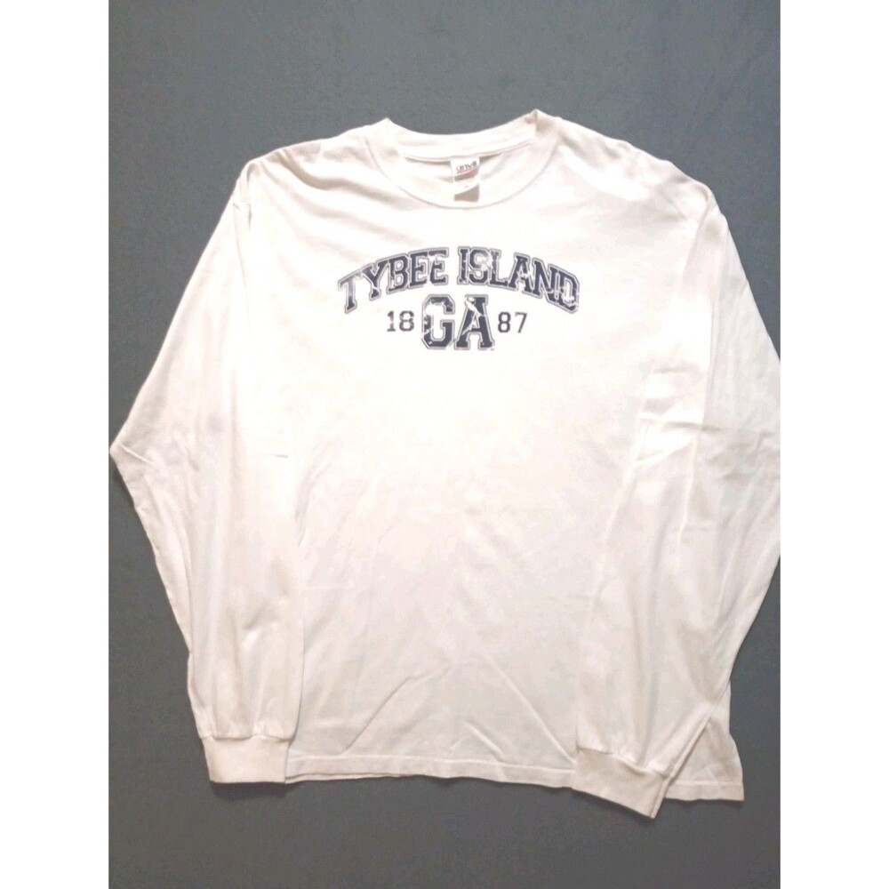 Tybee Island GA Long Sleeved Tshirt Men's Size XL White Blue